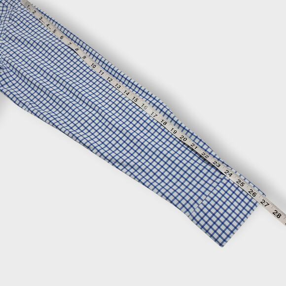 Mizzen + Main Leeward Performance Trim Dress Shirt Blue Orange Gingham Sz Large - Picture 12 of 14